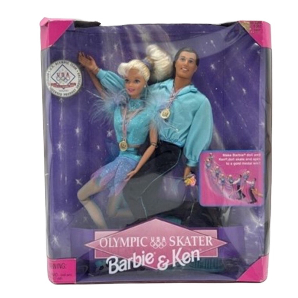 Barbie Olympic Skater Barbie & Ken Doll Set Blue Purple 1998 Exclusive
